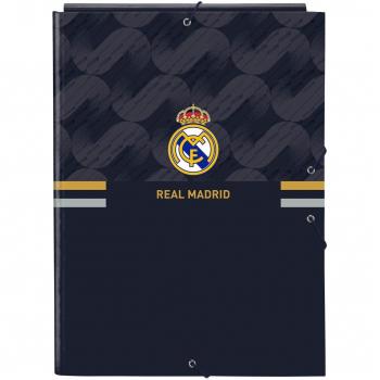 Carpeta cartón folio gomas solapas Real Madrid Safta azul marino