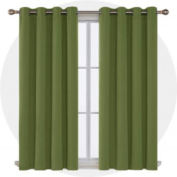 Deconovo Cortinas Salon Opacas Aislantes Termicas con Ojales 2 Piezas 117 x 138 cm Verde