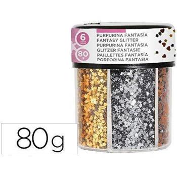 Purpurina Corazon y Estrella, Oro y Plata Bote de 80 gr.