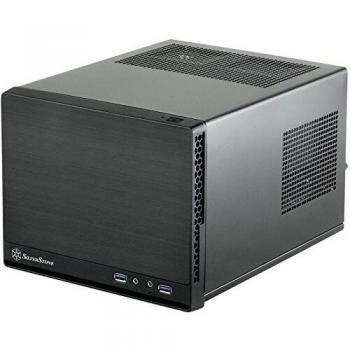 SilverStone SST-SG13B-Q - Carcasa de ordenador compacta cubo Sugo Mini-ITX, Panel frontal de plástico con acabado en imitación de aluminio, negro