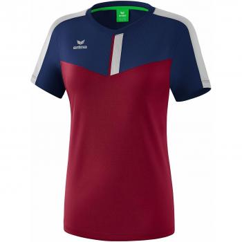 Erima Squad Women's Short Sleeve T-shirt - New Navy / Bordeaux / Silver Grey