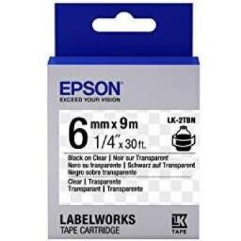 Cinta Etiquetadora Original Epson LK-2TBN Negra sobre Transparente 6mm x 9m