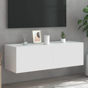 Mueble TV de pared con luces LED blanco 100x35x31cm