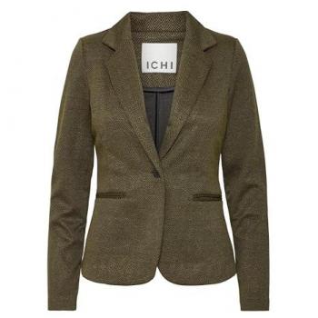 Ichi Women's Jacquard Blazer in Black/Lizard Herringbone
