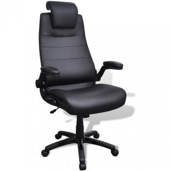 vidaXL Silla Negra giratoria y Ajustable de Cuero Artificial