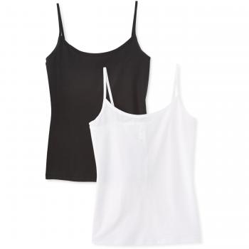 DIM Les Pockets Eco, Chaleco Para Mujer, Negro/Blanco, M, Paquete de 2