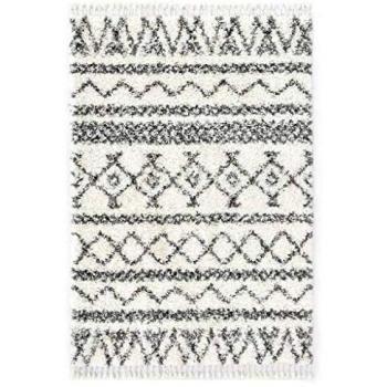 vidaXL Alfombra Bereber Peluda PP Beige y Gris 140x200cm Decoración Casa Hogar Flequillos Hechos a Mano Tradicional Moderna Elegante Suave Duradera