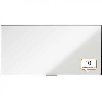 Nobo Pizarra No Magnética de Melamina, 2400 x 1200 mm, Marco de Aluminio, Fijado a la Pared con Montaje en las Esquinas, Bandeja para Rotuladores, Gama Essence, Blanco, 1915223