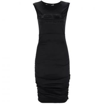 Love Moschino Black Polyamide Dress - IT42|M, Elegant Sleeveless Logo Dress, Side Ruched Style, Black female, Size: S
