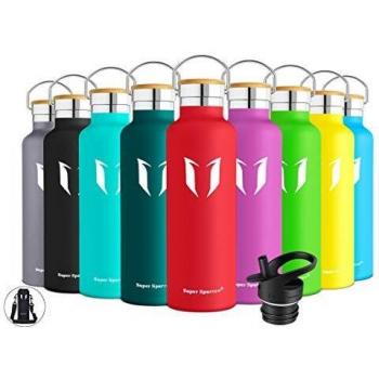 Super Sparrow Botella de Agua aislada al vacío de Acero Inoxidable, diseño de Pared Doble, Boca estándar - 750ml - sin bpa Botellas - para Correr, Gimnasio, Yoga, Ciclismo
