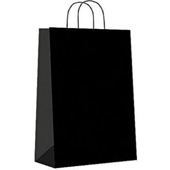 SIN MARCA Paq.25 bolsas papel asa retorcida formato m 27+12x37cm 90gr negro 02004037