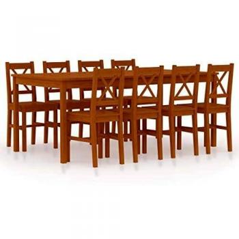 vidaXL Conjunto de Comedor con 9 Pinturas, Color marrón