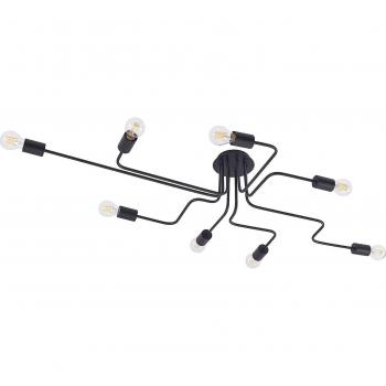 Lámpara de techo Elimar vintage de metal negro, 8 luces E27, regulable para salón y comedor