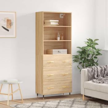 Aparador alto de madera contrachapada color roble 69,5x34x180 cm