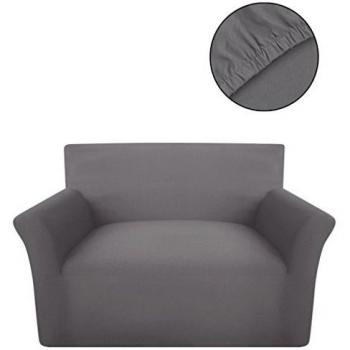vidaXL Funda Elástica de Sillón de Algodón Gris Cubierta Sofá de Dos Plazas
