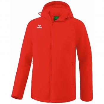 Chaqueta Erima Team para hombre color rojo, características: diseño deportivo, material resistente al agua, forro térmico, cierre frontal completo, bolsillos con cremallera, ajuste en puños y cintura