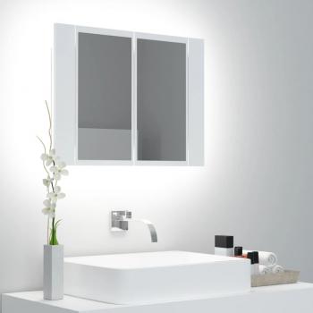 Armario espejo de baño con luz LED blanco 60x12x45 cm