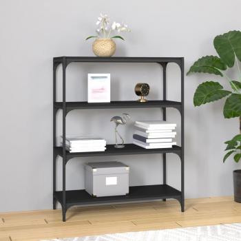 Estantería para libros negra 80x33x100cm madera multicapa y acero