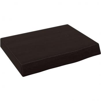 Estante de pared marrón oscuro de roble macizo tratado 40 x 30 x (2-4) cm