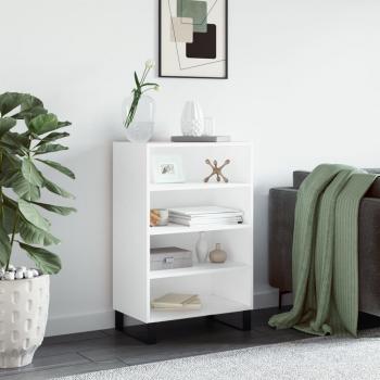 Aparador alto de madera de ingeniería blanco 57x35x90 cm, mueble de almacenaje para salón, buffet y armario auxiliar