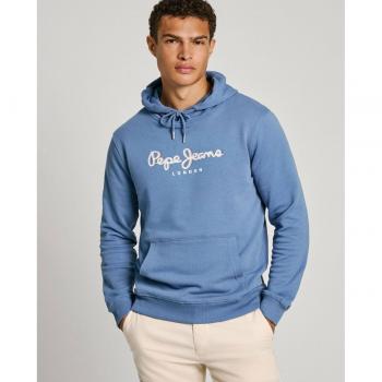 Pepe Jeans Saul Regular Fit Blue Hoodie with Logo Print
