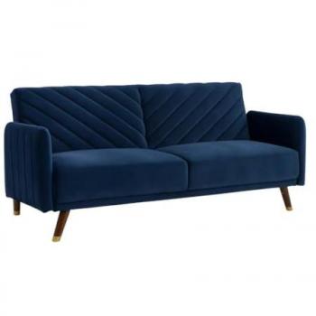 Sofá-cama de 3 plazas tipo clic-clac de terciopelo JORIS - Azul