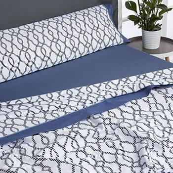 Mora - Juego de sábanas 100% Algodón G60. Cama 160 cm. Azul
