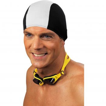 Beco Polyester Swim Cap for Men - Black/White, Unisex, One Size