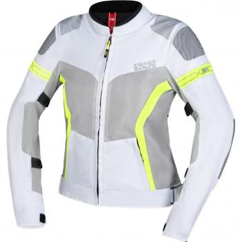 Chaqueta de Moto para Mujer iXS Trigonis-Air Gris-Amarillo, tipo textil, características: diseño ligero y ventilado, protección en hombros y codos, ajuste personalizado, reflectantes para mayor visibilidad, múltiples bolsillos