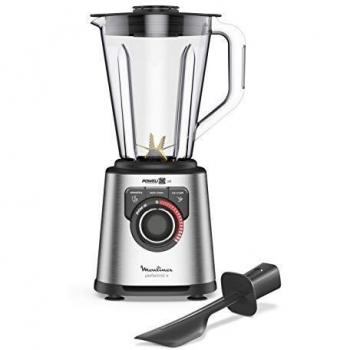Moulinex Perfect Mix+ LM82AD Batidora de vaso de 2 litros, 1200 W, vaso Tritan acabados exteriores de acero inoxidable, selector de la velocidad retroiluminable, 3 programas, modo manual y autoclean
