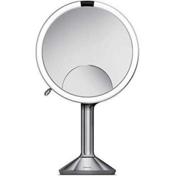 Simplehuman Trio Sensor Mirror - 20cm, 1x/5x/10x Magnification, LED Light, Rechargeable, Stainless Steel
