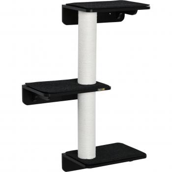 Árbol para gatos de pared con 3 plataformas, cojín extraíble y 2 postes rascadores de sisal