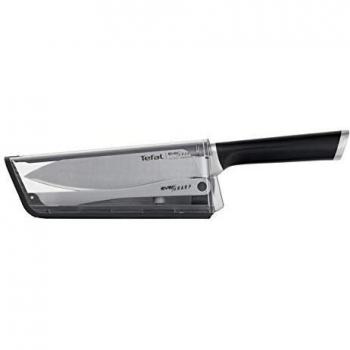 Tefal Ever Sharp - Cuchillo chef 16.5 cm, afilador integrado en la funda, tecnologia de afilado doble pivote, sistema bloqueo seguro, acero inoxidable alemán