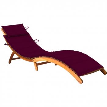 Tumbona de jardín con cojín de madera maciza de acacia en color Antracita, Gris y Crema - Ideal para jardín, playa, piscina y terraza