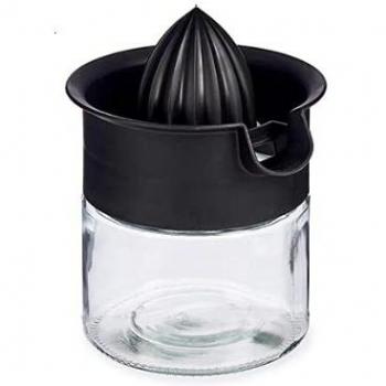 Exprimidor de limones de 480 ml de cristal resistente, en elegante diseño negro, apto para cualquier cocina moderna, apto para lavavajillas, duradero, exprimidor