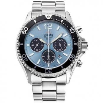 Orient Sports Chronograph Quartz Diver's Watch 200M Stainless Steel Sky Blue Dial RA-TX0206L