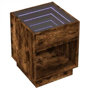 Mesa de centro con Infinity LED roble ahumado 40x40x50 cm