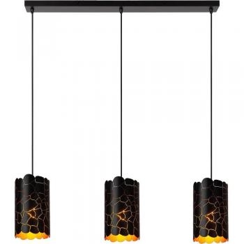 Lámpara colgante Almelo 3 luces lineal negro-mate y oro-mate E27