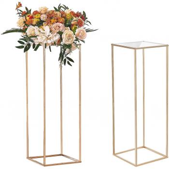 Vevor 2-Piece 31.5-Inch Acrylic Laminate Wedding Flower Stand with Metal Vase for Event Reception Decoration