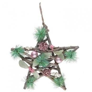 Estrella Colgante con Bolas Rosa 30x8 cm