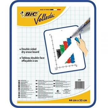 Pizarra Doble Cara Bic Velleda 245, Fácil de Borrar y Colocar en Pared, 44 x 55 cm