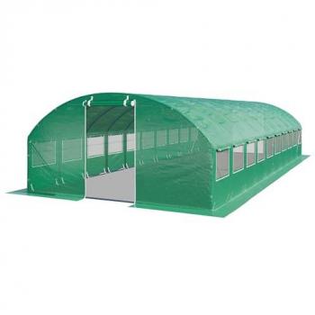 Invernadero túnel Toolport Serra da Giardino 4x10m - Lona de PE 180g/m² verde transparente