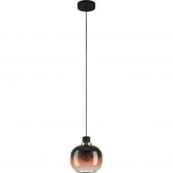 Lámpara Colgante Eglo Oilella de Metal y Vidrio Negro y Marrón Ø 19cm E27 1 Luz