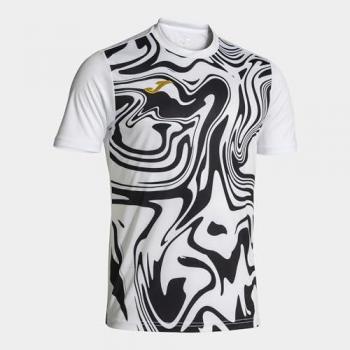 Camiseta de fútbol Joma Lion II hombre manga corta blanco puro negro - Talla M