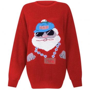 Xmas Novedad Santa MALA HOHO Feliz Navidad tejida Sweater Puente-rojo-XL