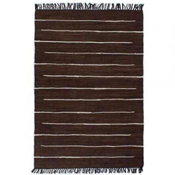 vidaXL Alfombra Tejida a Mano Chindi Algodón Decoración Casa Jardín Bricolaje Estera Moqueta Flexible Suave al Tacto Moderna Marrón 120x170cm