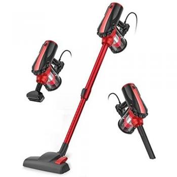 Aspirador con Cable, Aspiradora Escoba de Succión Poderosa de 600W 17kPa, Hepa Filtro Lavable Aspiradora Escopa 3 En 1 Vertical y de Mano para Hogar