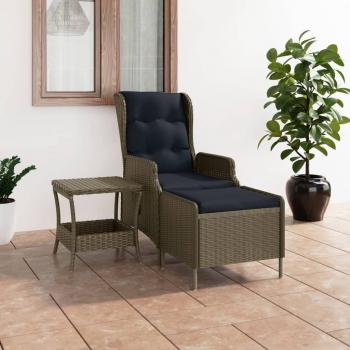 2-Piece Brown Poly Rattan Garden Lounge Set with Cushions