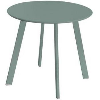 Mesa auxiliar Marzia Verde Acero 50 x 50 x 44 cm, lacada verde, Ø50 x 44 cm, de acero con revestimiento epoxi anticorrosión, apta para interiores y exteriores, jardín, terraza y