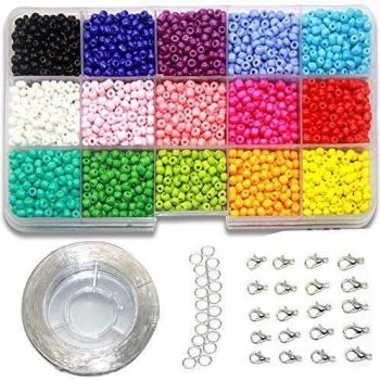 Ewparts 3mm Mini cuentas de cristal para los niños DIY Bracelet Arte y joyería-Making, cadena de cuentas de fabricación de juego, Fadeless Color